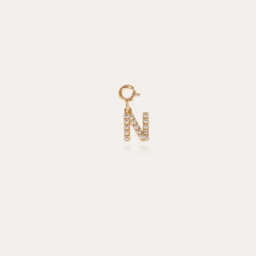 Letter N pendant charms strass gold