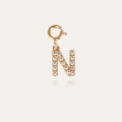 Letter N pendant charms strass gold