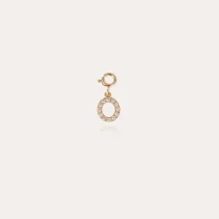 Letter O pendant charms strass gold