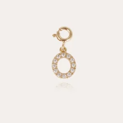 Letter O pendant charms strass gold