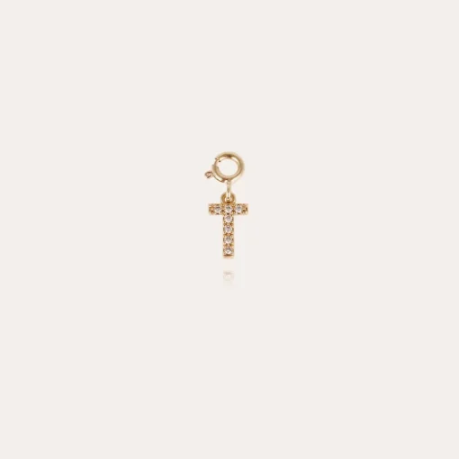 Letter T pendant charms strass gold