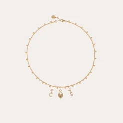 Letter T pendant charms strass gold