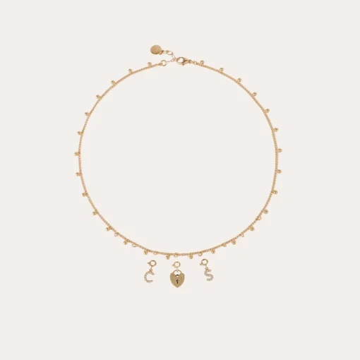 Letter T pendant charms strass gold