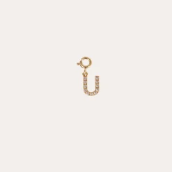 Letter U pendant charms strass gold