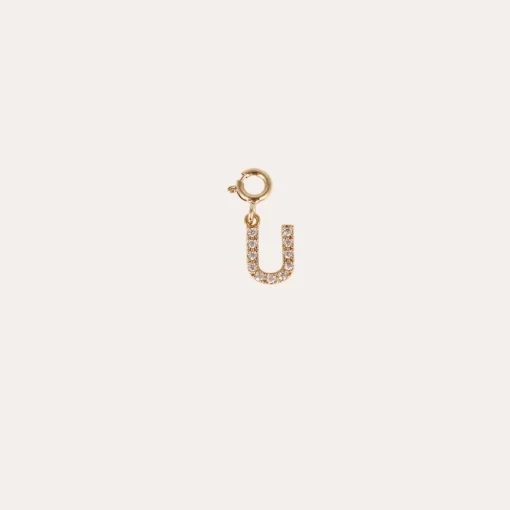 Letter U pendant charms strass gold