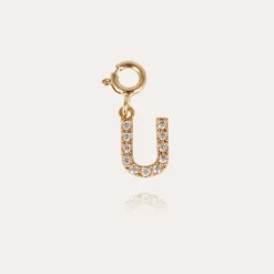 Letter U pendant charms strass gold