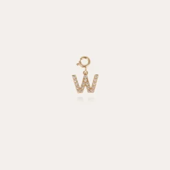 Letter W pendant charms strass gold