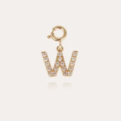 Letter W pendant charms strass gold
