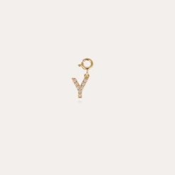 Letter Y pendant charms strass gold
