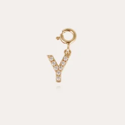 Letter Y pendant charms strass gold