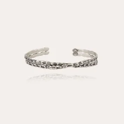 Liane crossed bangle bracelet large size silver