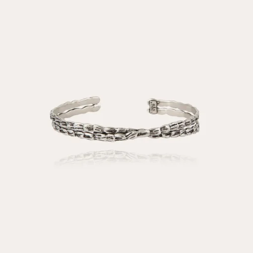Liane crossed bangle bracelet large size silver