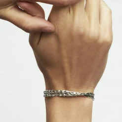 Liane crossed bangle bracelet large size silver