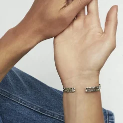 Liane crossed bangle bracelet large size silver