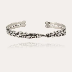 Liane crossed bangle bracelet large size silver