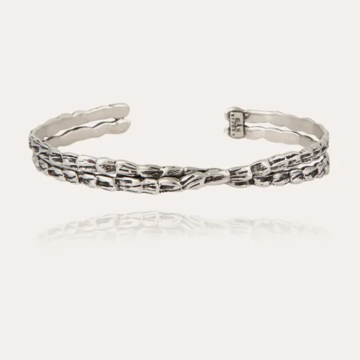 Liane crossed bangle bracelet large size silver