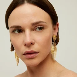 Longwave earrings small size gold