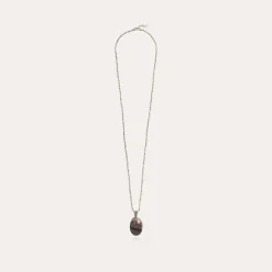 Lucky Scarabee long necklace silver - Grey Mother-of-pearl