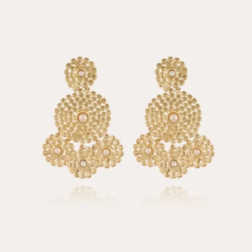 Lucky Sequin cabochons earrings small size gold