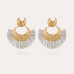 Luna Wave raffia earrings gold