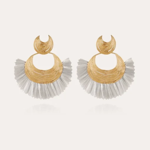 Luna Wave raffia earrings gold