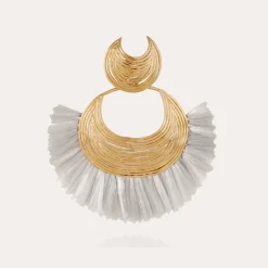 Luna Wave raffia earrings gold