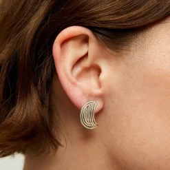 Luna Wave studs earrings small size silver