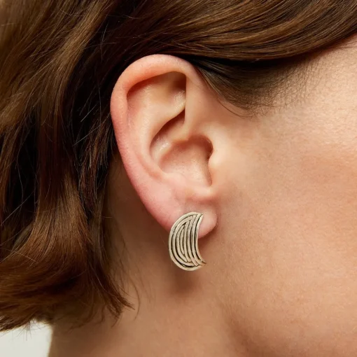 Luna Wave studs earrings small size silver