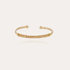Lyre bangle bracelet small size gold - Pink Quartz