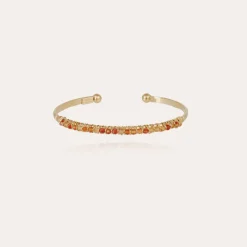 Lyre bangle bracelet small size gold - Carnelian