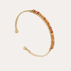 Lyre bangle bracelet small size gold - Carnelian