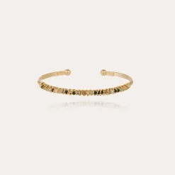 Lyre bangle bracelet small size gold - Gemstones