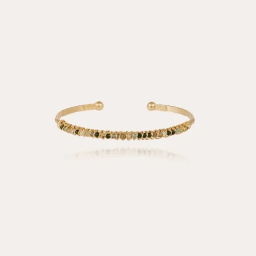 Lyre bangle bracelet small size gold - Gemstones