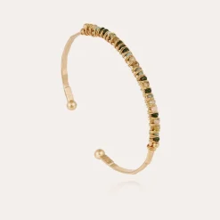Lyre bangle bracelet small size gold - Gemstones