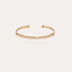 Lyre bangle bracelet small size gold - White Mother-of-pearl