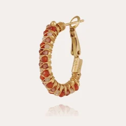 Lyre hoop earrings gold - Carnelian