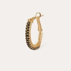 Lyre hoop earrings gold - Black Onyx