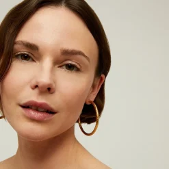 Maori hoop earrings small size gold