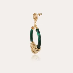 Mariza earrings small size acetate gold - Emerald