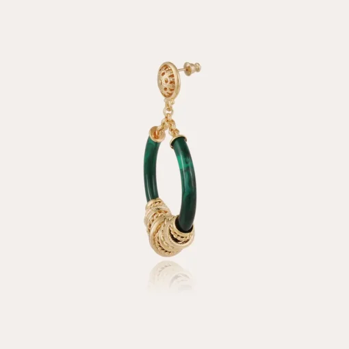 Mariza earrings small size acetate gold - Emerald