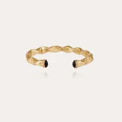 Moki cabochons bangle bracelet gold