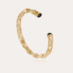 Moki cabochons bangle bracelet gold