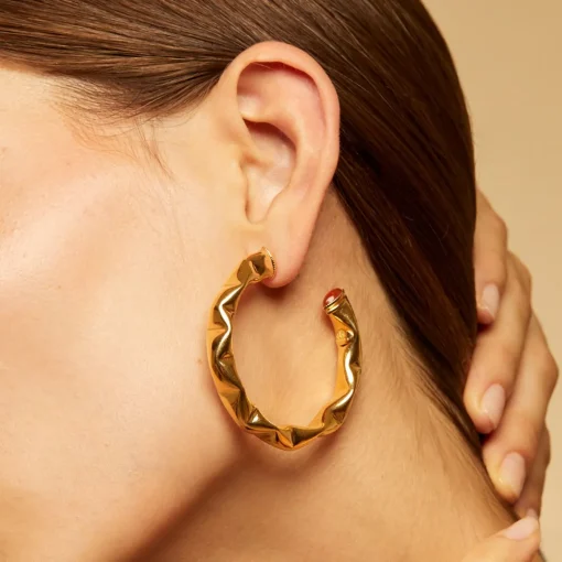 Moki cabochons hoop earrings gold - Carnelian