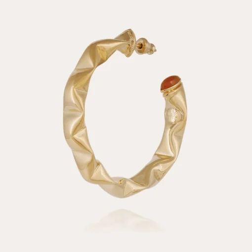 Moki cabochons hoop earrings gold - Carnelian