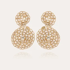 Onde Gourmette strass earrings small size gold