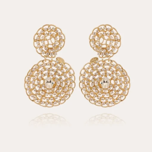 Onde Gourmette strass earrings small size gold