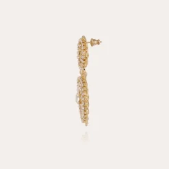 Onde Gourmette strass earrings small size gold
