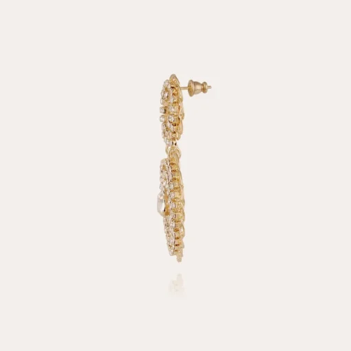 Onde Gourmette strass earrings small size gold