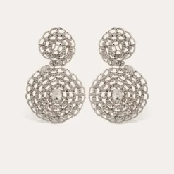 Onde gourmette strass earrings silver