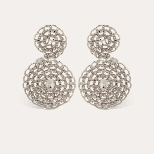 Onde gourmette strass earrings silver